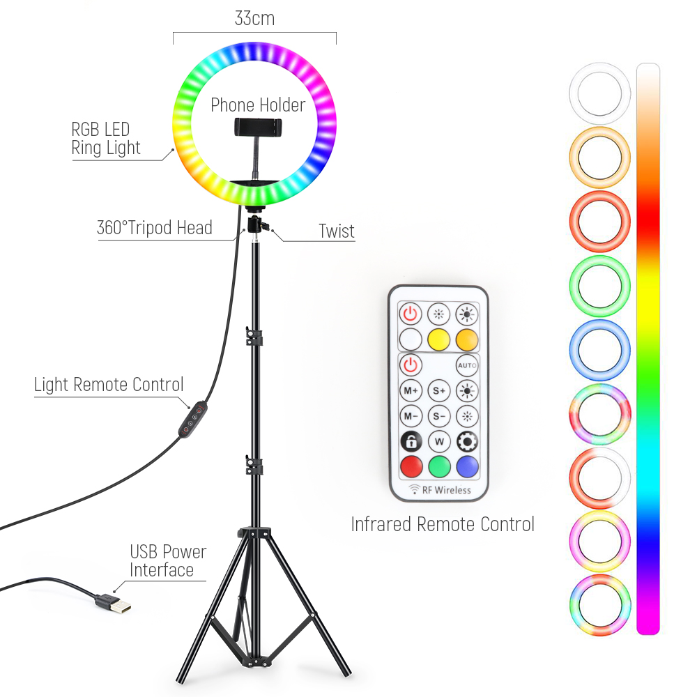 Photography Lighting Circle - Lampu Cincin Swafoto Led RGB 13