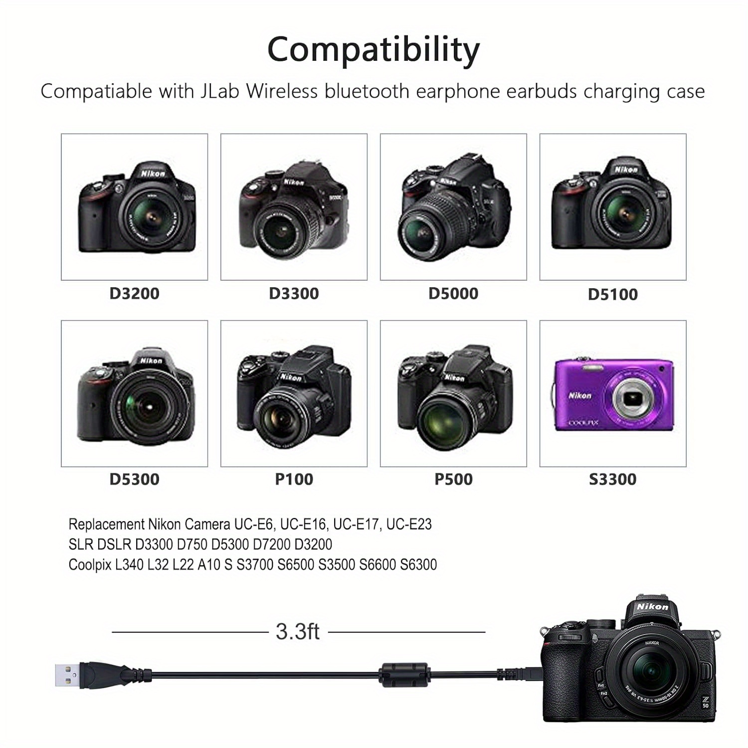 Kabel Data USB 2.0 UC-E17 E16  - Nikon Camera D3500 ulasan dan harga