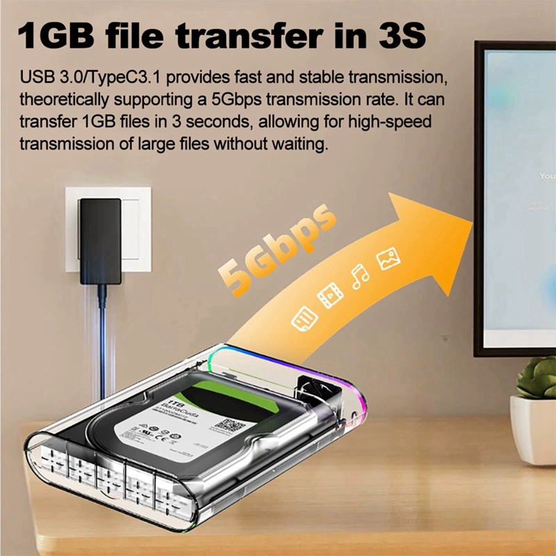 3.5IN HDD/SSD Enclosure Transp - Photography Lighting Color ulasan dan harga