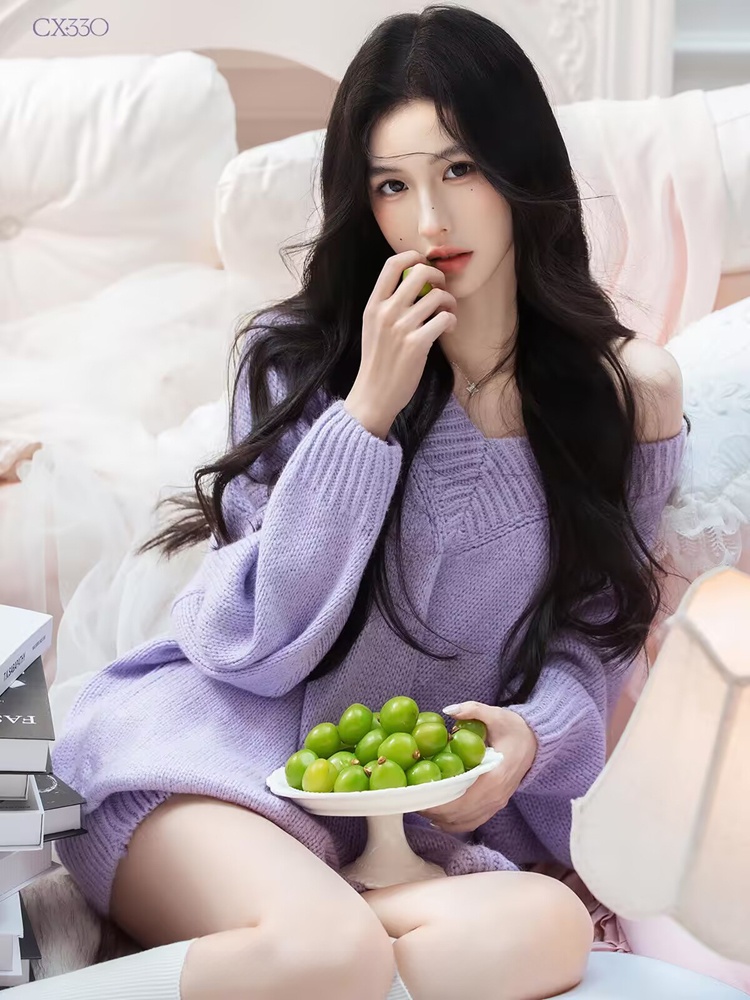 Sweater Ungu Musim Gugur Musim - Photography Lighting Studio ulasan dan harga